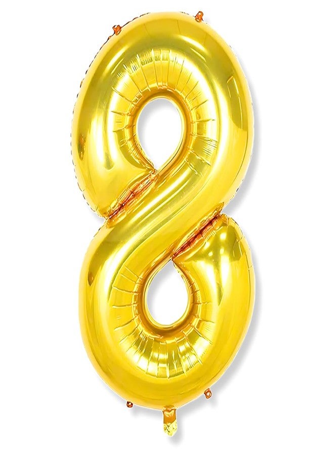 Flyloons 8 number Golden Foil Balloon 16 inch Size Birthday Decoration Items Pack of 1 | 8th Year Balloons | Eight - Image 1
